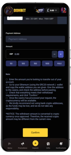 Enter withdrawal amount