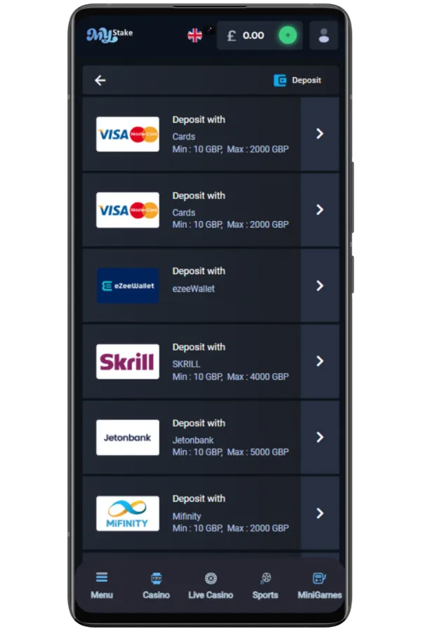Make a deposit Mystake