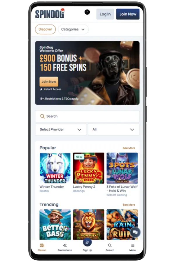 Open Mobile Site Spindog