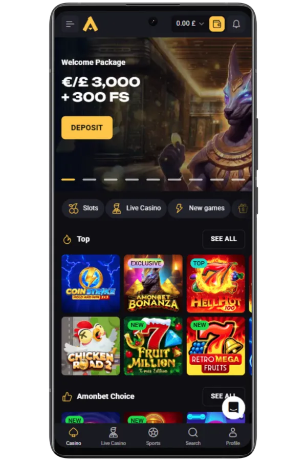 Open your mobile browser Amonbet