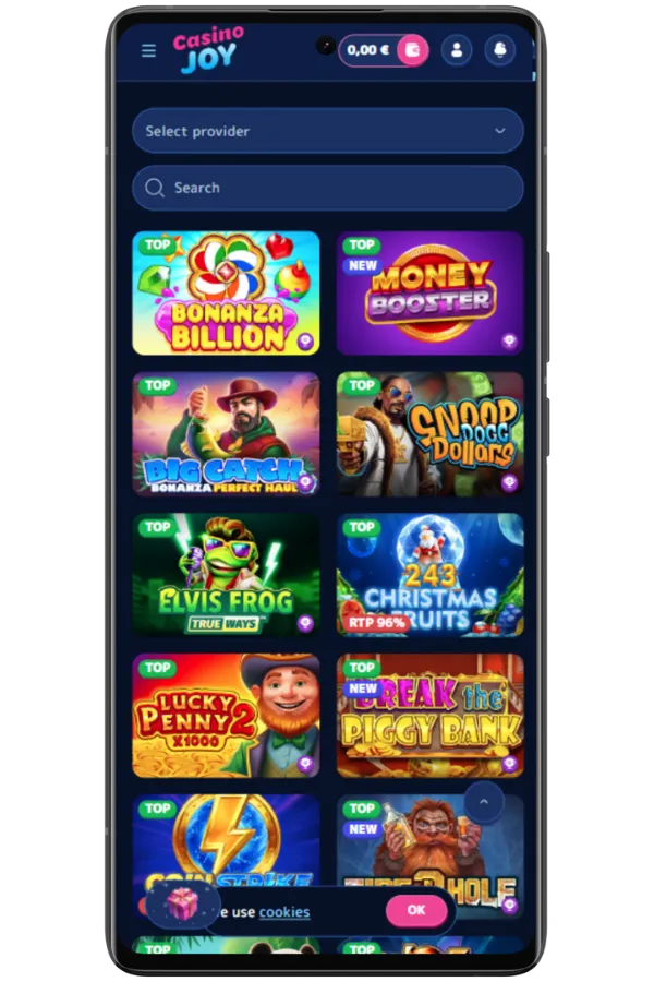 Open your mobile browser Casino Joy