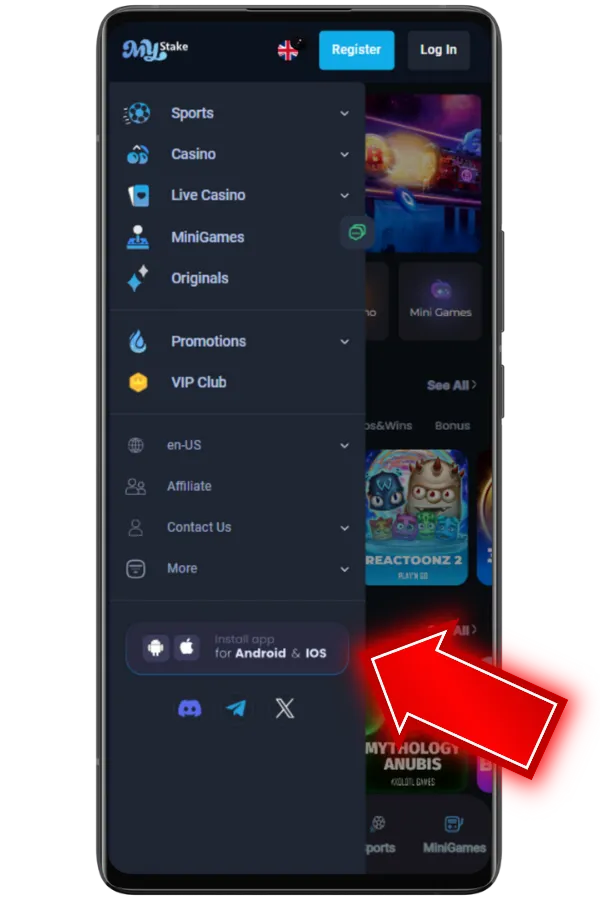 Select the APK/App download option Mystake